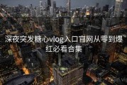 深夜突发糖心vlog入口官网从零到爆红必看合集