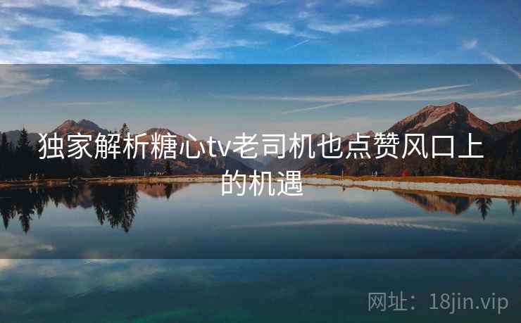 独家解析糖心tv老司机也点赞风口上的机遇