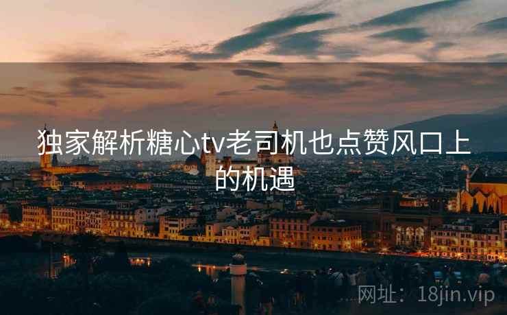 独家解析糖心tv老司机也点赞风口上的机遇